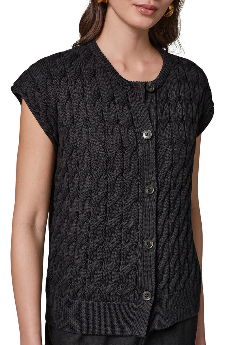 Donna Karan New York Extended Shoulder Cable Cardigan, Alternate, color,