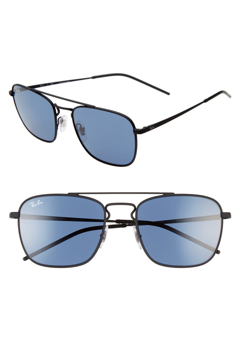 55mm Square Sunglasses, Main, color, BLACK