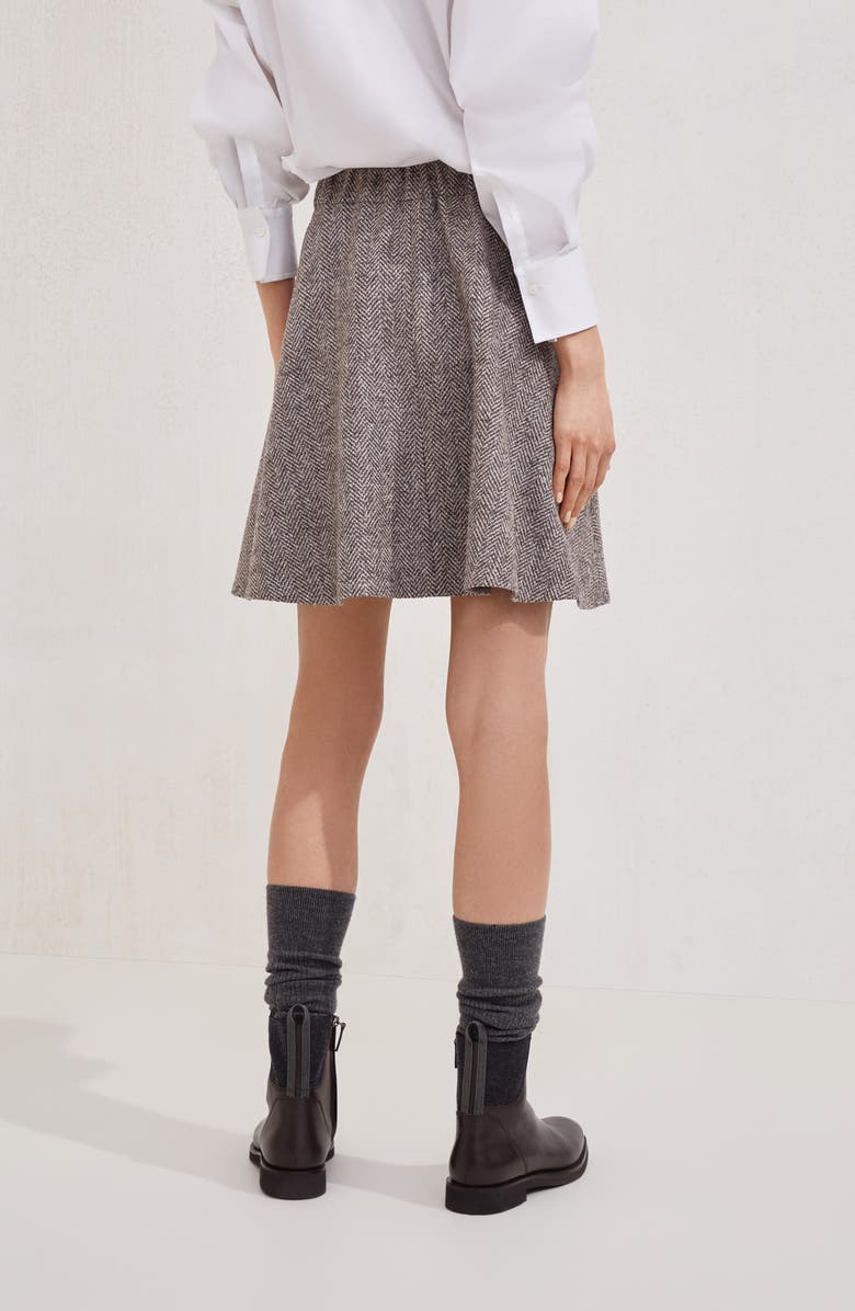 Brunello Cucinelli Chevron tweed circle miniskirt, Alternate, color, Light Brown
