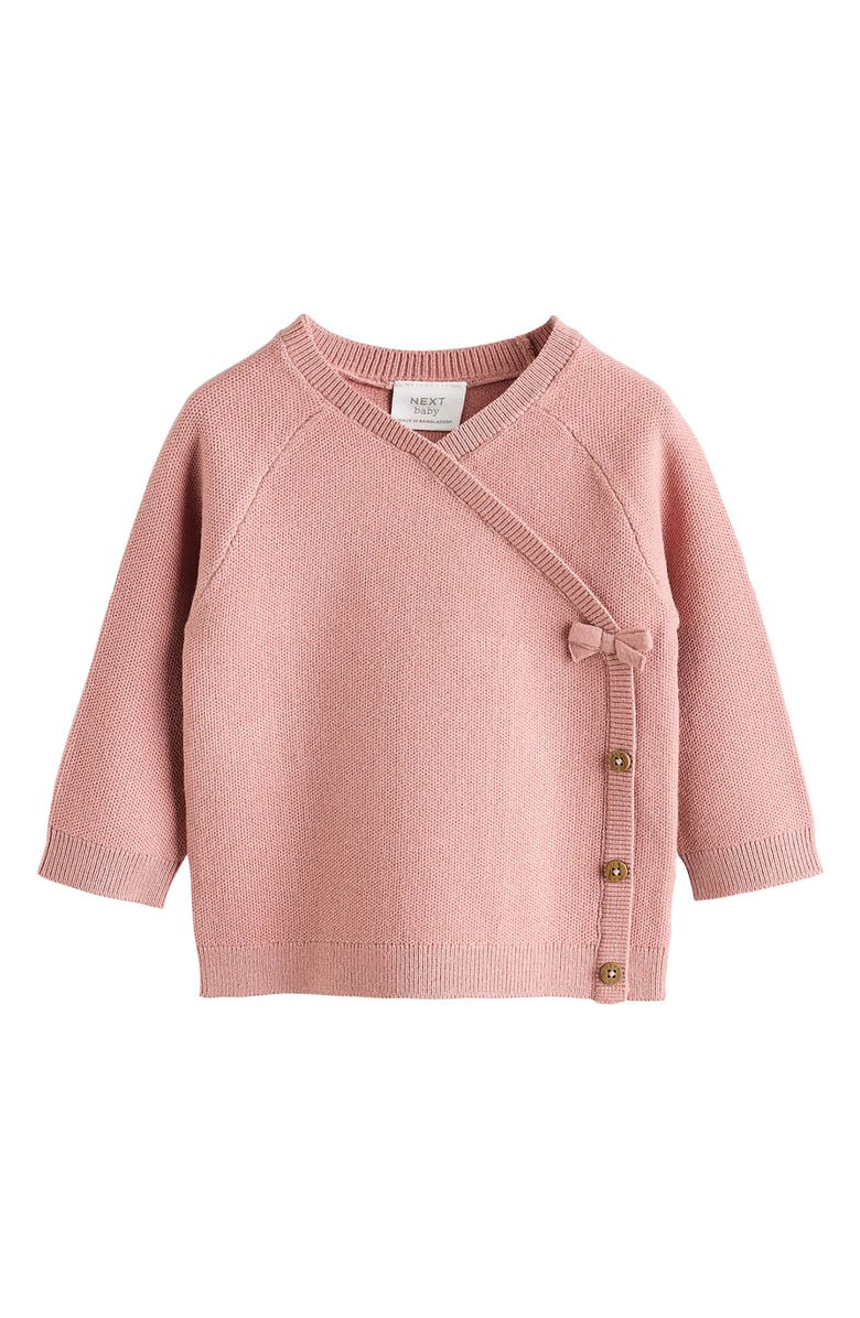 NEXT Bow Detail Knit Wrap Top & Pants Set, Alternate, color, Pink