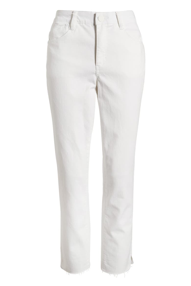 'Ab'Solution CoolMax® High Waist Raw Hem Skinny Jeans, Alternate, color, OPTIC WHITE