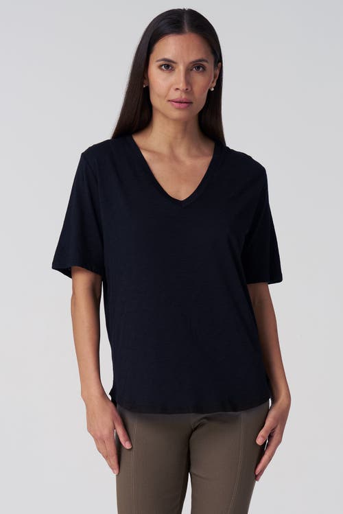 Franne Golde Slub Jersey V-neck Elbow Sleeve Tee