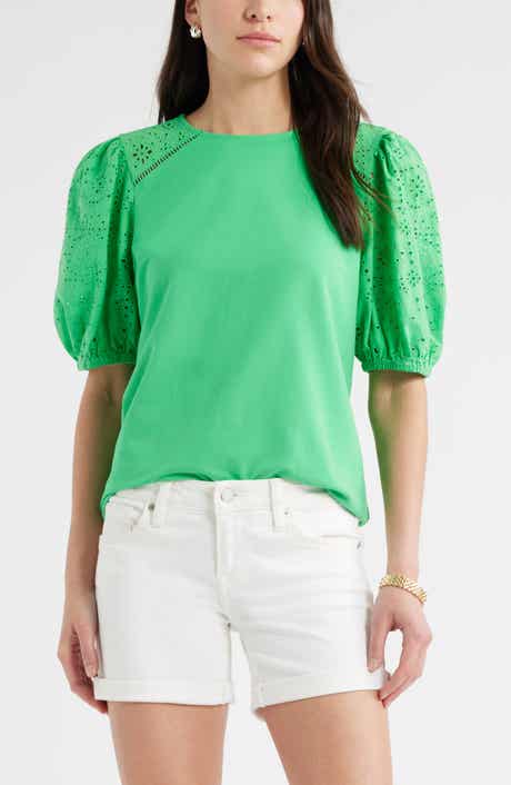 Caslon® Eyelet Embroidered Puff Sleeve Top