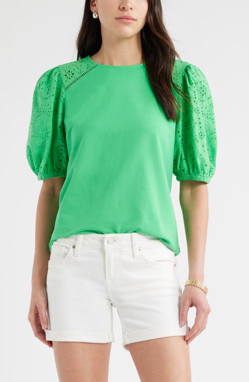 Caslonr Caslon(r) Eyelet Embroidered Puff Sleeve Top