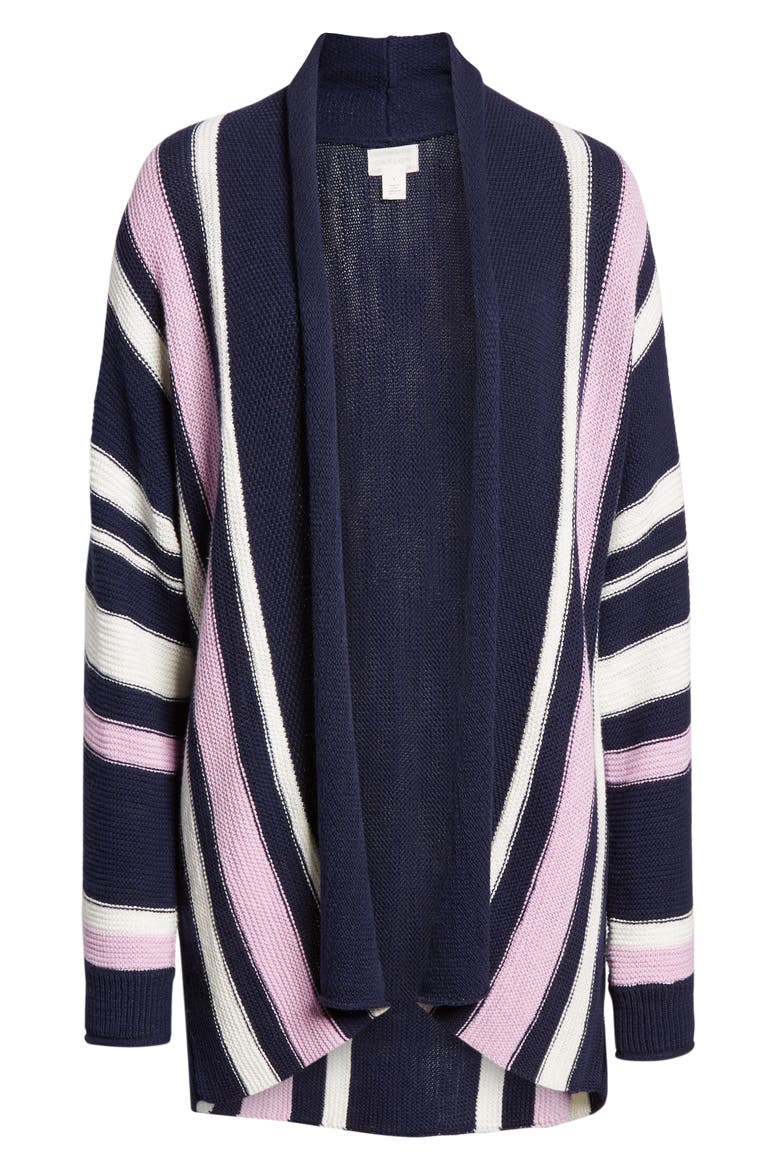 No Closure Cardigan, Alternate, color, NAVY- IVORY STRIPE