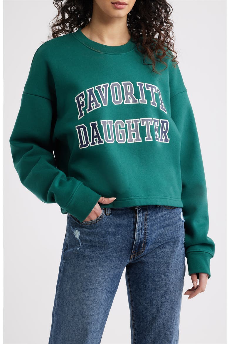 The Collegiate Logo Crop Sweatshirt, Main, color, PINE/ NAVY