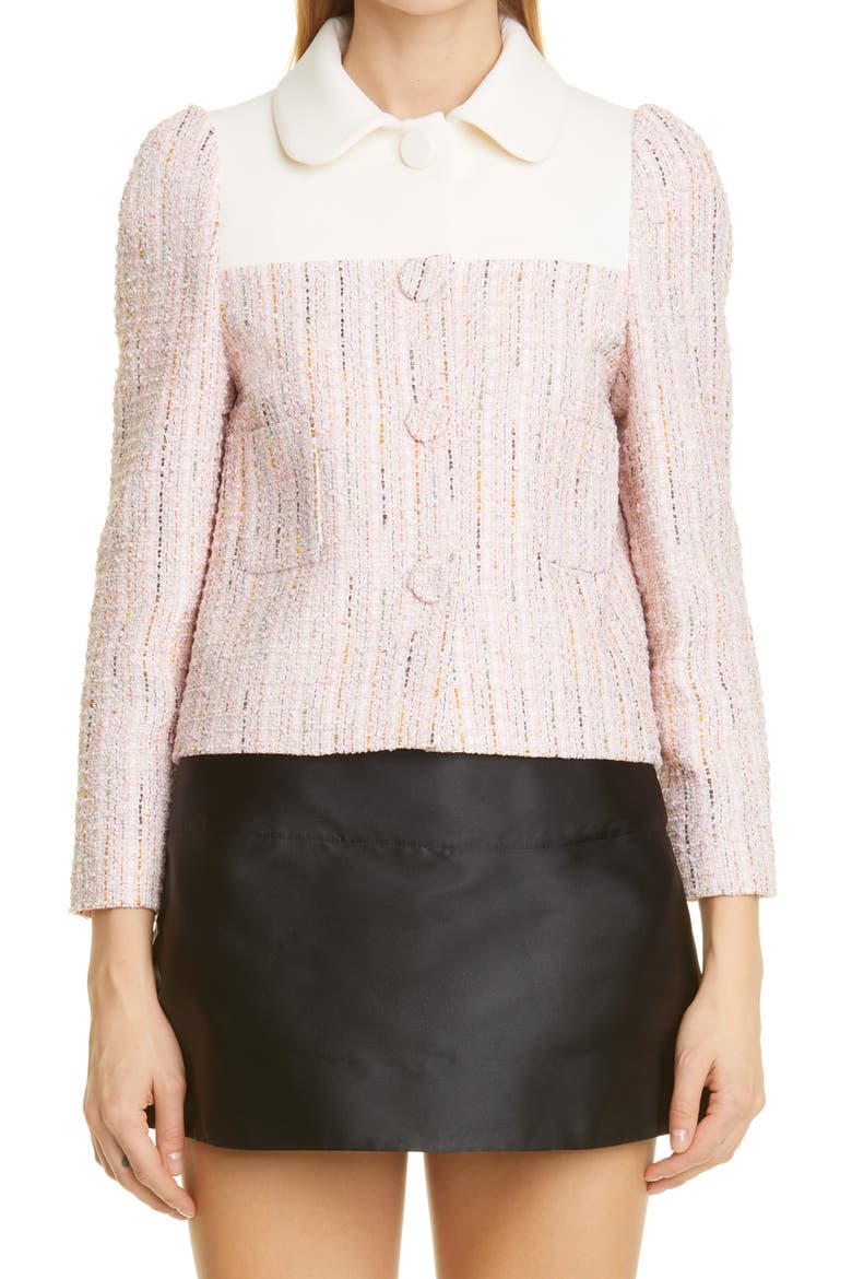 Patchwork Tweed Crop Jacket, Main, color, PINK/ WHITE