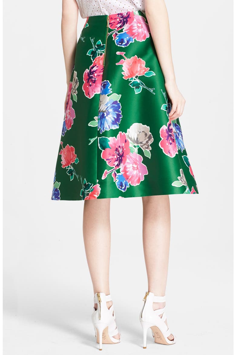 'lorella' floral print a-line skirt, Alternate, color, LUCKY GREEN