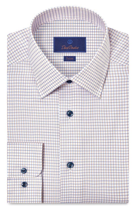 Trim Fit Check Cotton Dobby Dress Shirt