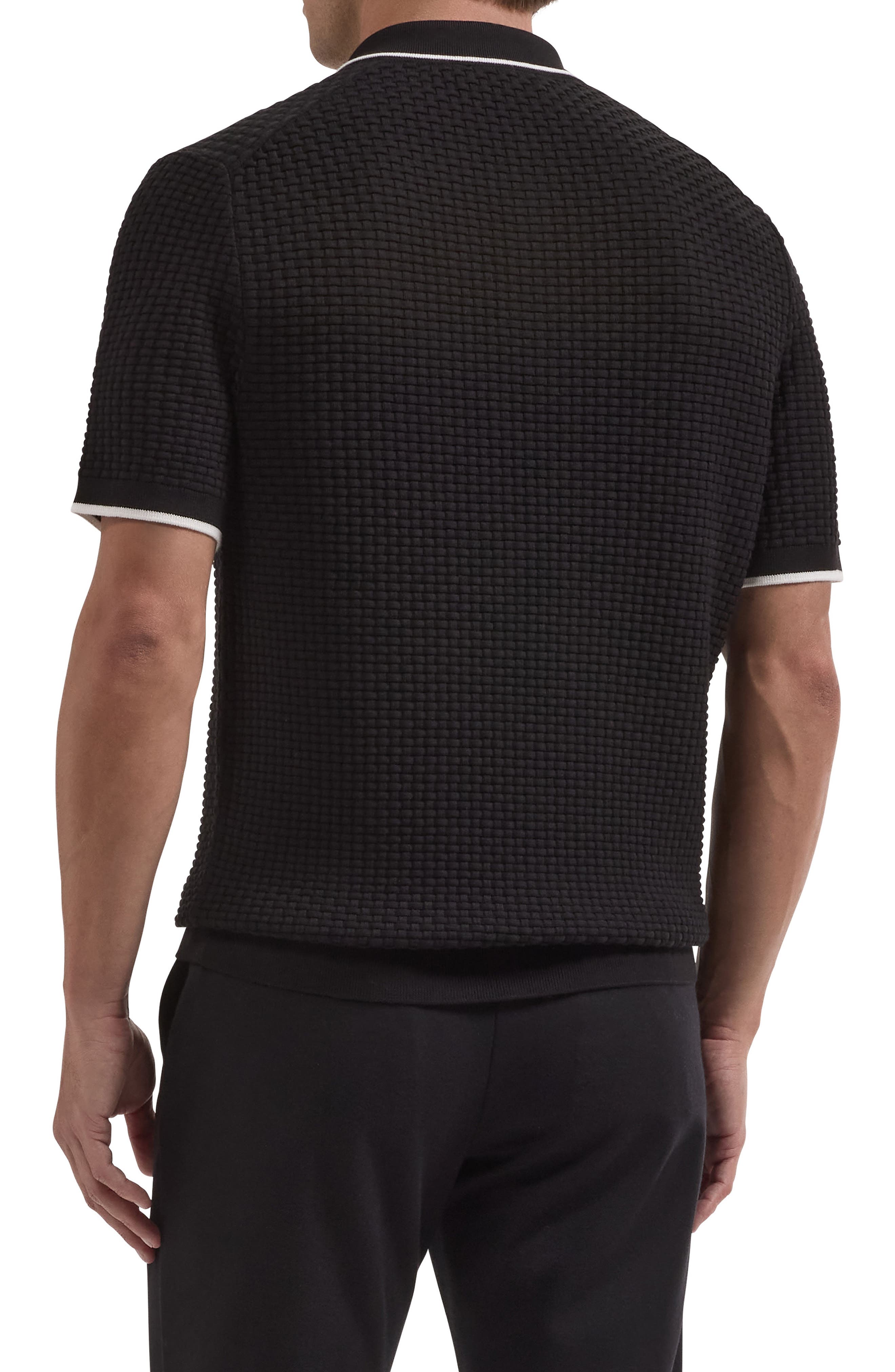 Мужские свитеры Bugatchi Basket Stitch Cotton Blend Polo Sweater — фото 2