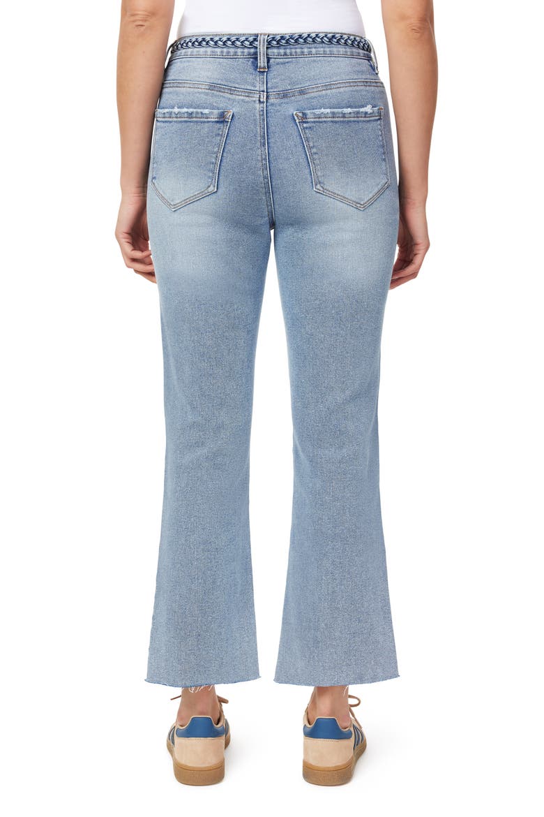 High Waist Belted Flare Leg Cropped Jeans, Alternate, color, BONDI