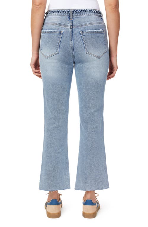 Kensie High Waist Belted Flare Leg Cropped Jeans In Blue