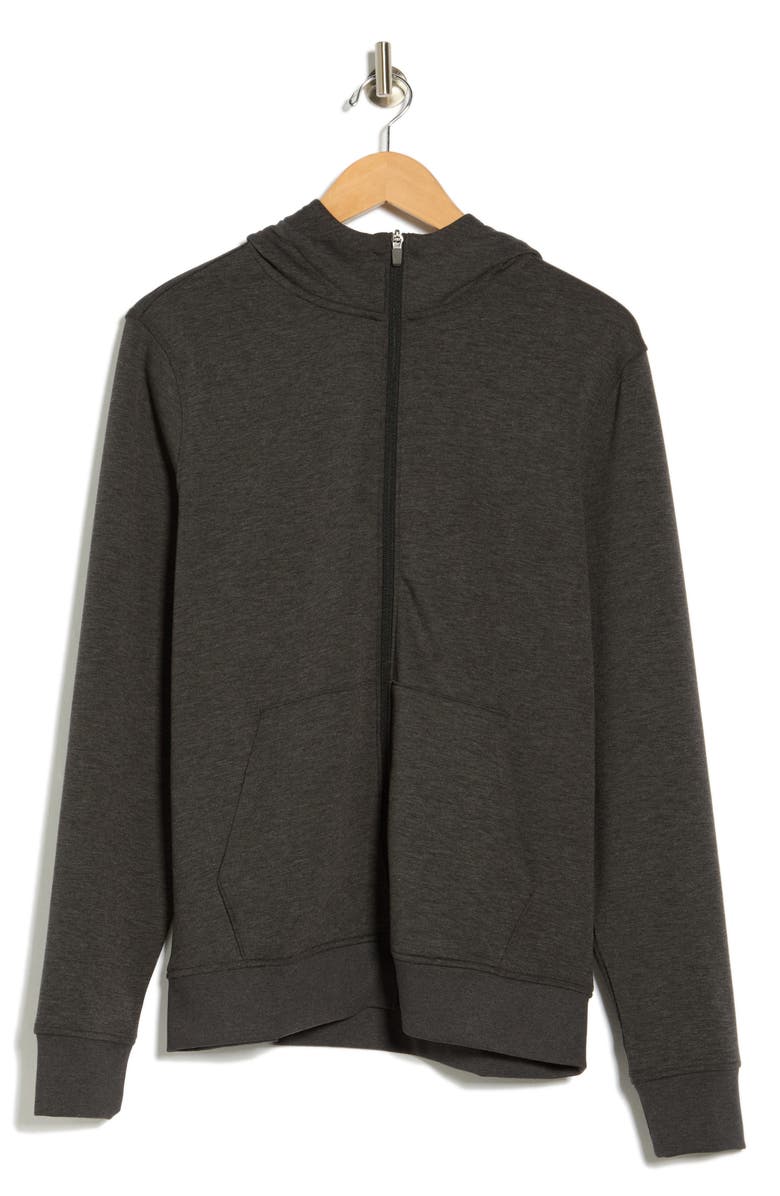 90 DEGREE BY REFLEX Scuba Full-Zip Hoodie, Alternate, color, Heather Charcoal