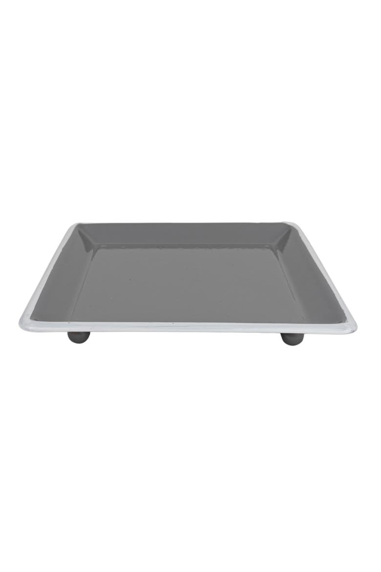 Square Shaped Trinket Tray Gray Metal, Main, color, Gray