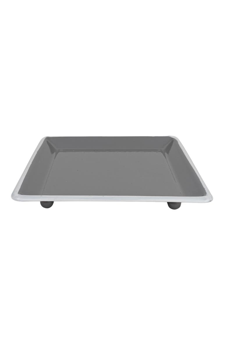 Foreside Home and Garden Square Shaped Trinket Tray Gray Metal, Main, color, Gray