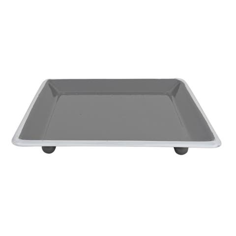 Square Shaped Trinket Tray Gray Metal
