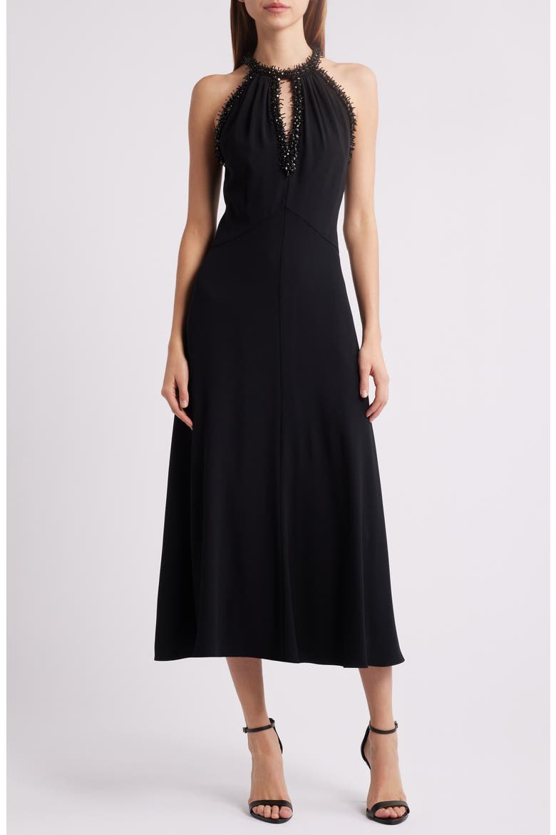 Aria Beaded Sleeveless Cocktail Dress, Main, color, BLACK