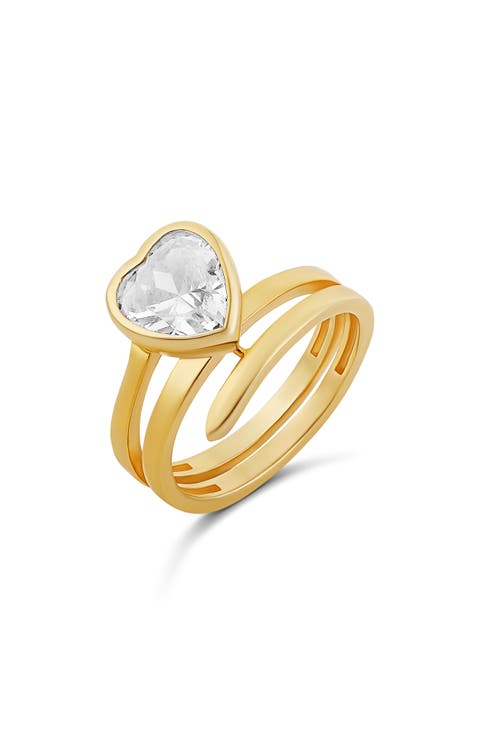 Heart Cut Cubic Zirconia Spiral Statement Ring