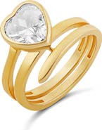 SHYMI Heart Cut Cubic Zirconia Spiral Statement Ring