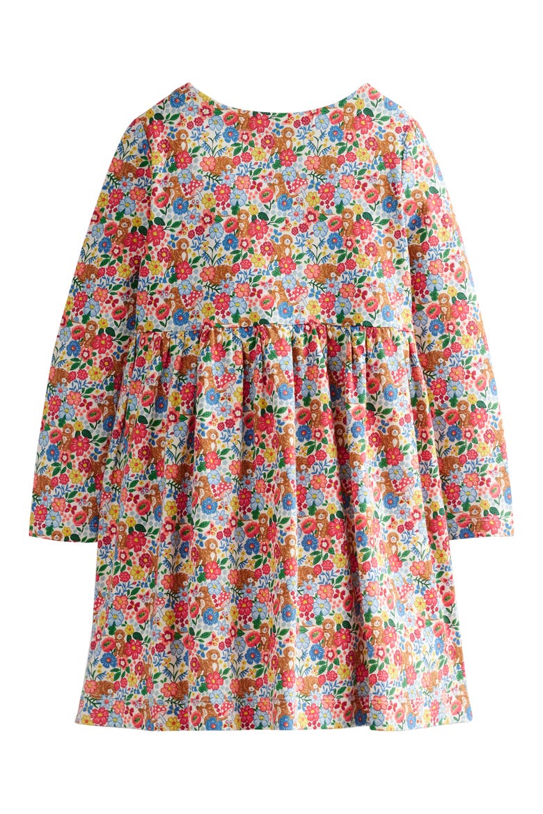 Kids' Floral Long Sleeve Cotton Jersey Dress, Alternate, color, MULTI PUPS