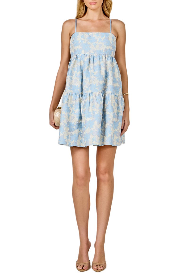 Floral Jacquard Minidress, Main, color, BLUE MULTI