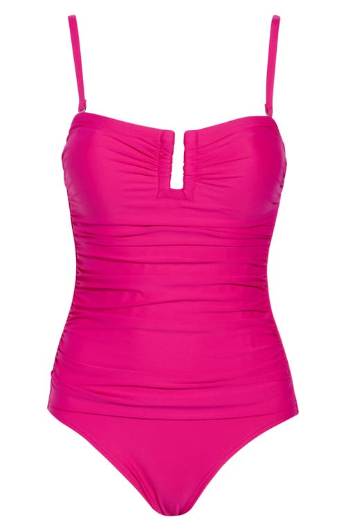 Dkny Ruched One-piece Swimsuit In Pink