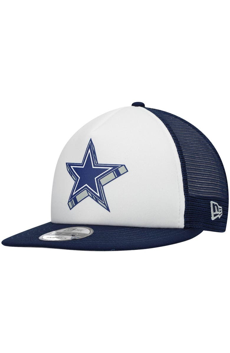 New Era Men's New Era White/Navy Dallas Cowboys Foam Trucker 9FIFTY Snapback Hat, Main, color, 