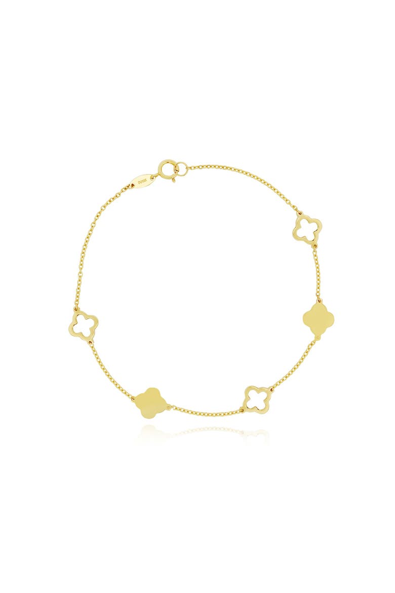 Mini Gold Alternating Open Clover Bracelet, Main, color, Gold