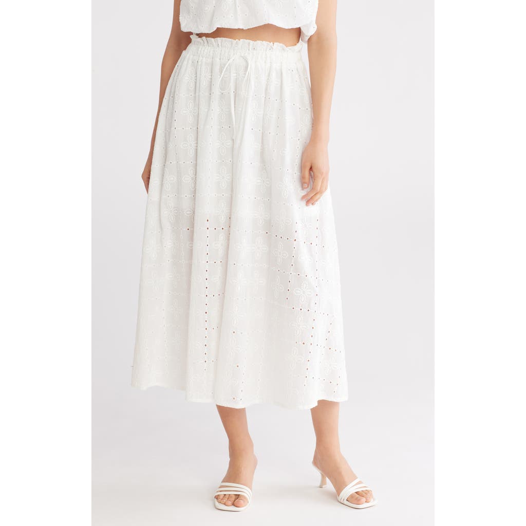 Blu Pepper Eyelet Maxi Skirt In White