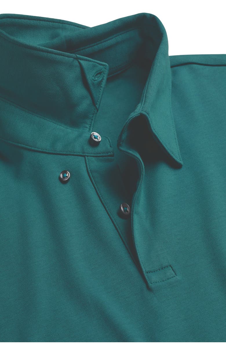 Charles Tyrwhitt Plain Long Sleeve Jersey Polo, Alternate, color, Teal Green