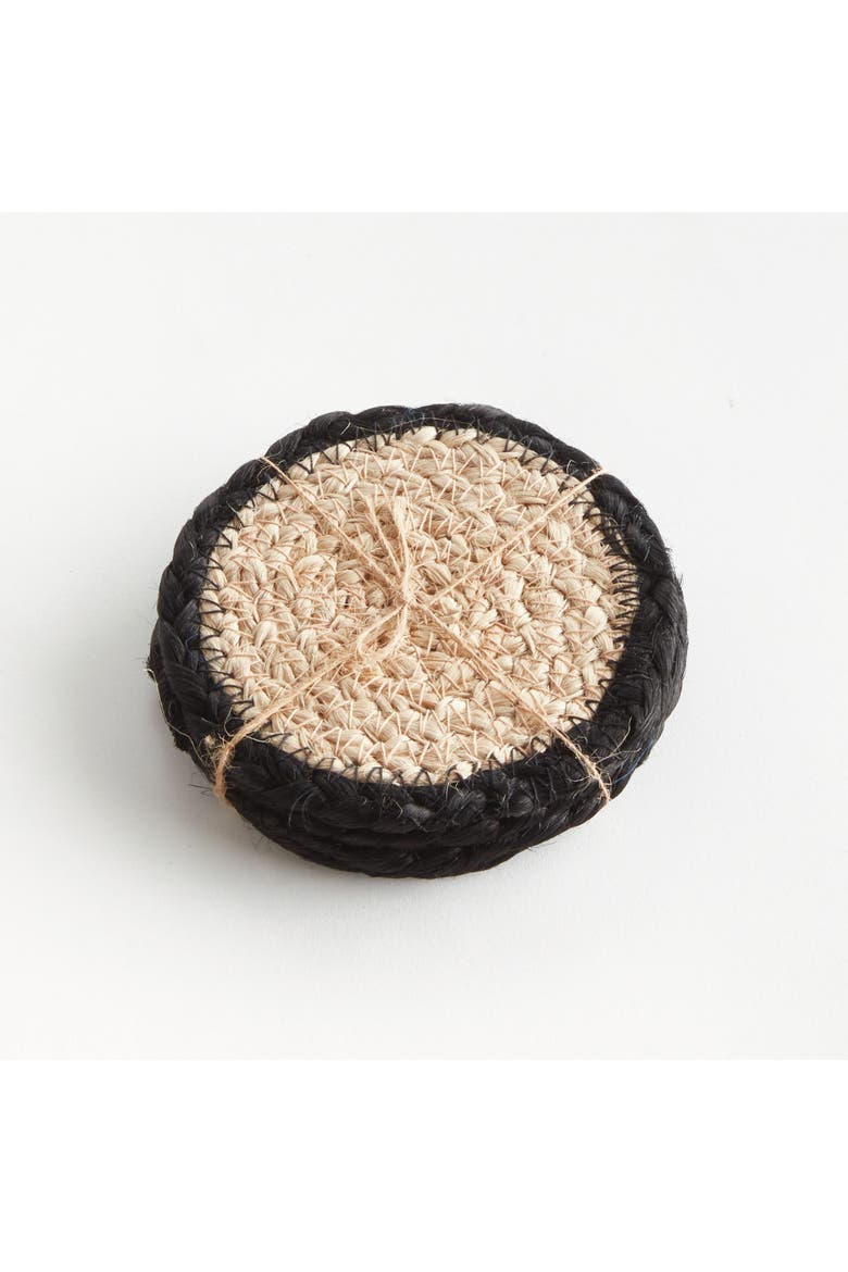 Jute Coaster Set, Alternate, color, Black