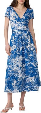 Diane von Furstenberg Elena Short Sleeve Mixed Media Wrap Dress