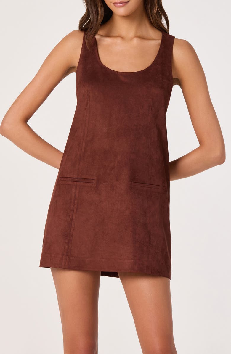ASTR the Label Faux Suede A-Line Dress, Alternate, color, Chestnut
