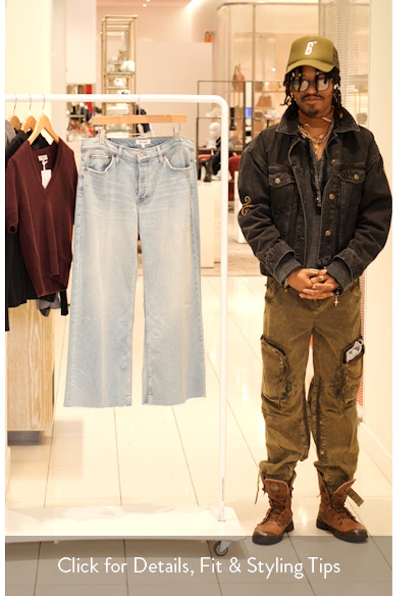 High Waist Raw Hem Wide Leg Crop Jeans video