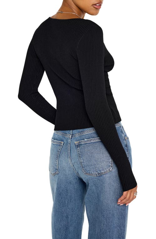 Good American Virgo Rib Zip Front Sweater Black001 In Black001