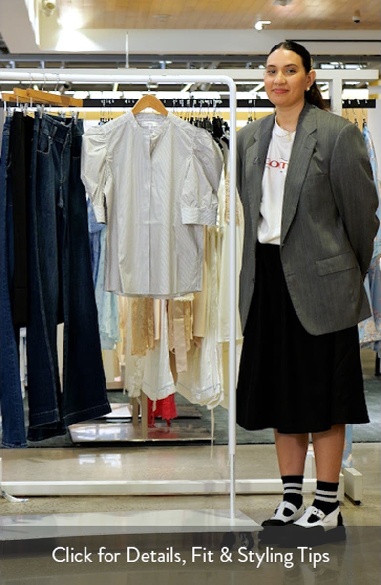 The Shirred Puff Sleeve Stripe Organic Cotton Top, sales video thumbnail