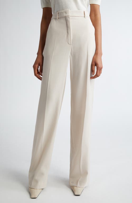 Max Mara Studio Quasar Virgin Wool Gabardine Wide Leg Pants in Beige at Nordstrom, Size 8