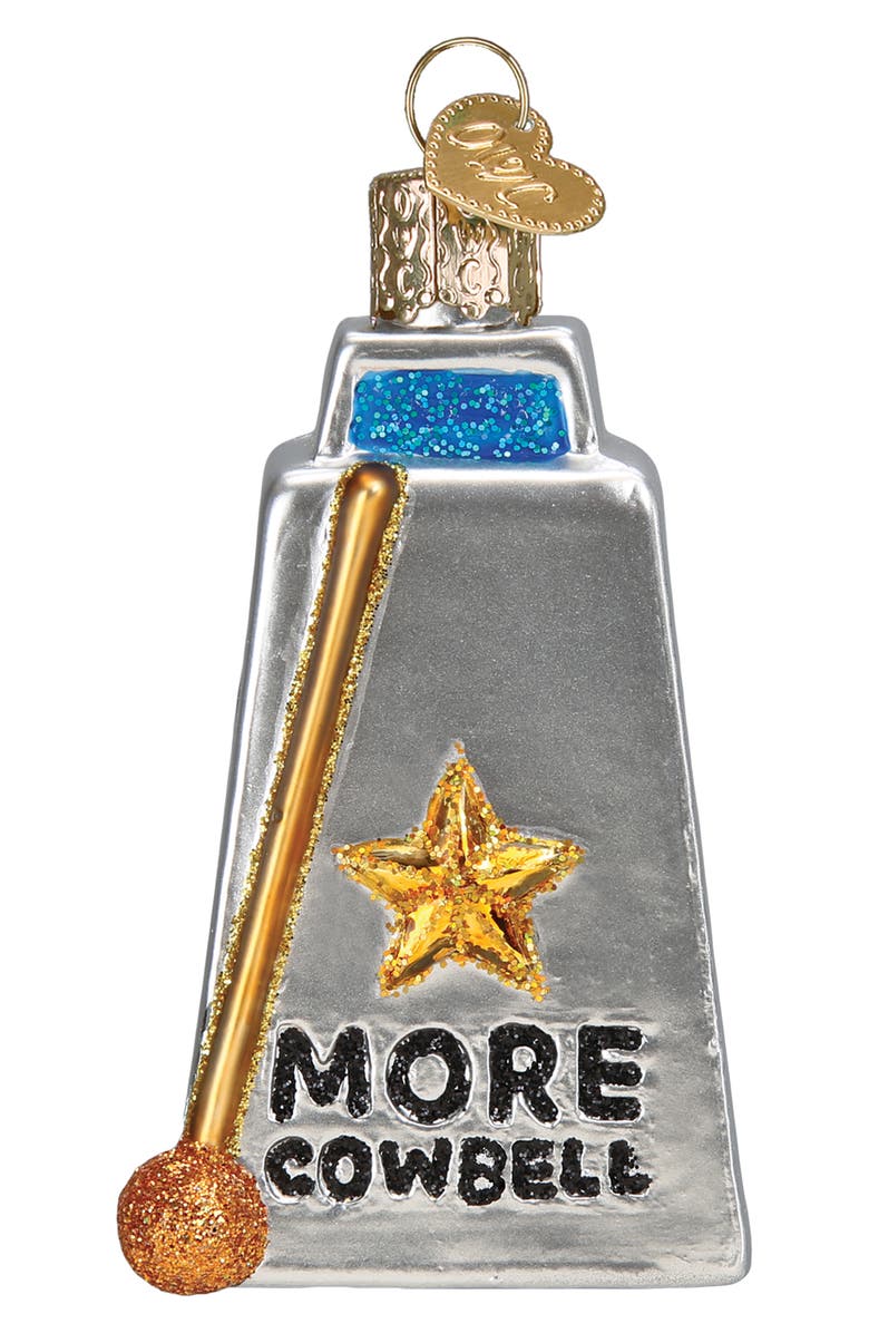 Old World Christmas Cowbell Glass Ornament, Main, color, 