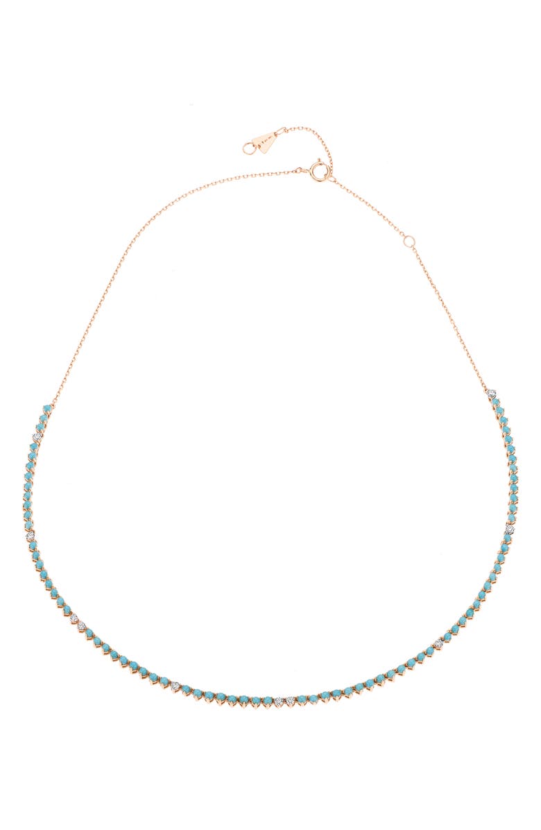 Adina Reyter Turquoise & Diamond Half Riviera Necklace, Alternate, color, Yellow Gold
