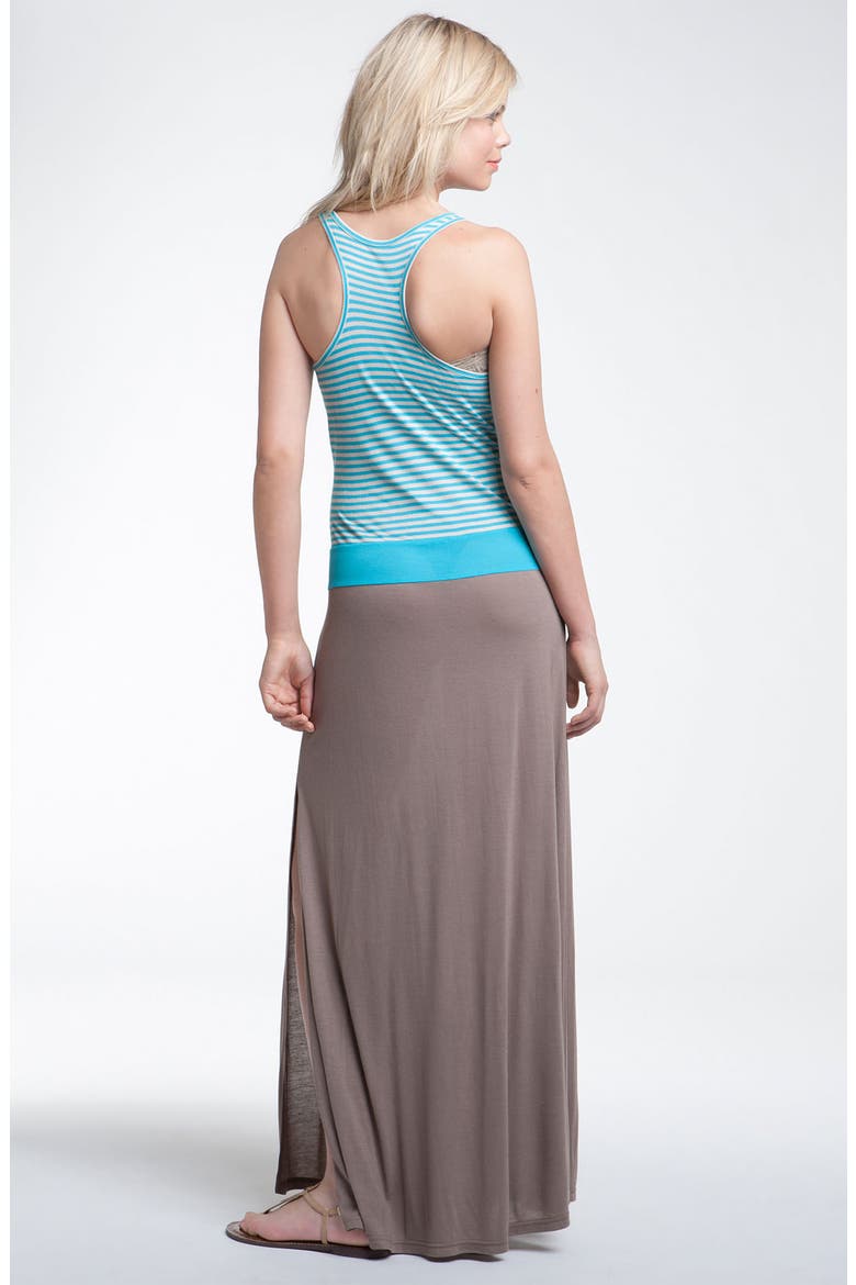 Stripes & Solids Maxi Dress, Alternate, color, AQUA- PLUMMAGE COMBO
