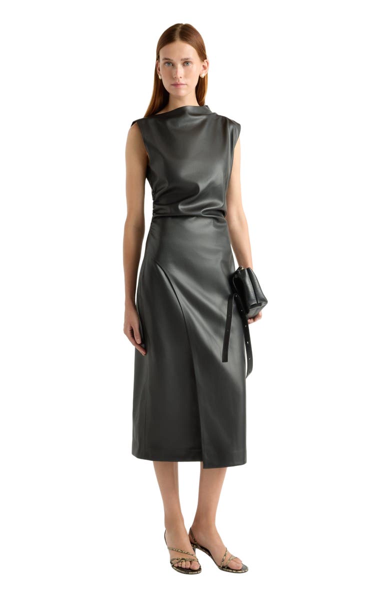Modern Citizen Channing Vegan Leather Wrap Neck Dress, Alternate, color, 
