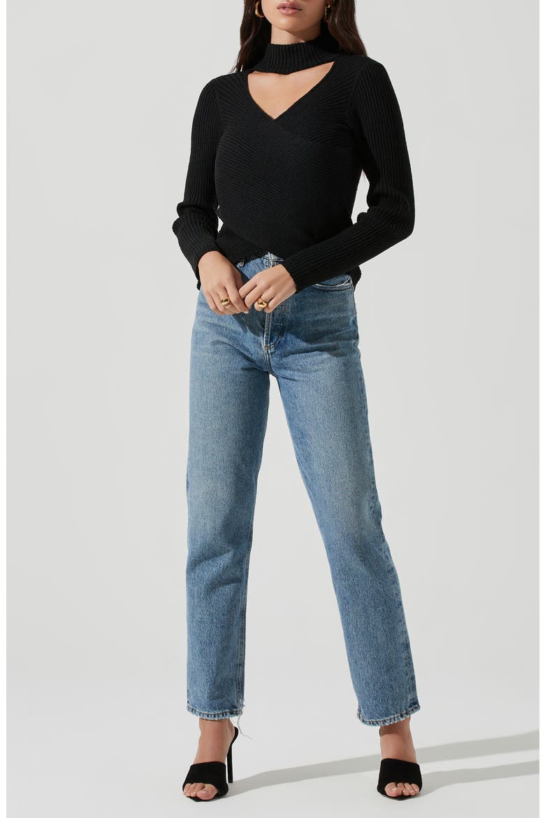 Cross Front Sweater, Alternate, color, BLACK