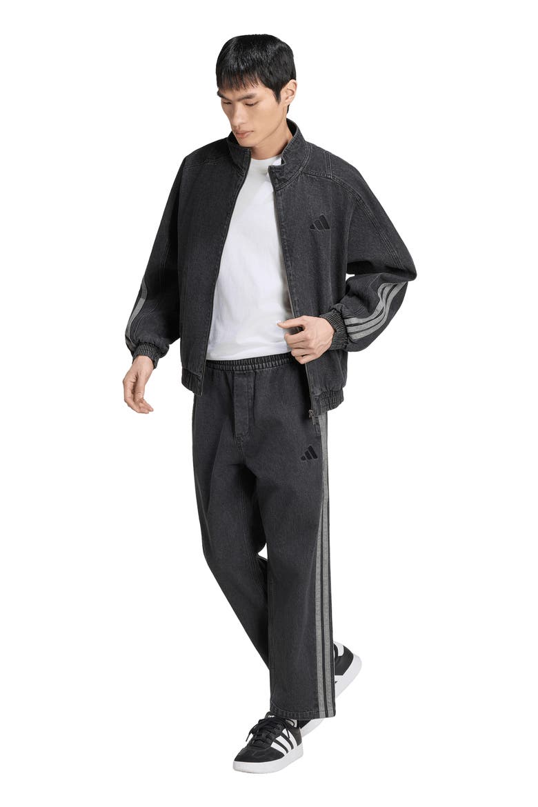 Denim Track Jacket, Alternate, color, BLACK