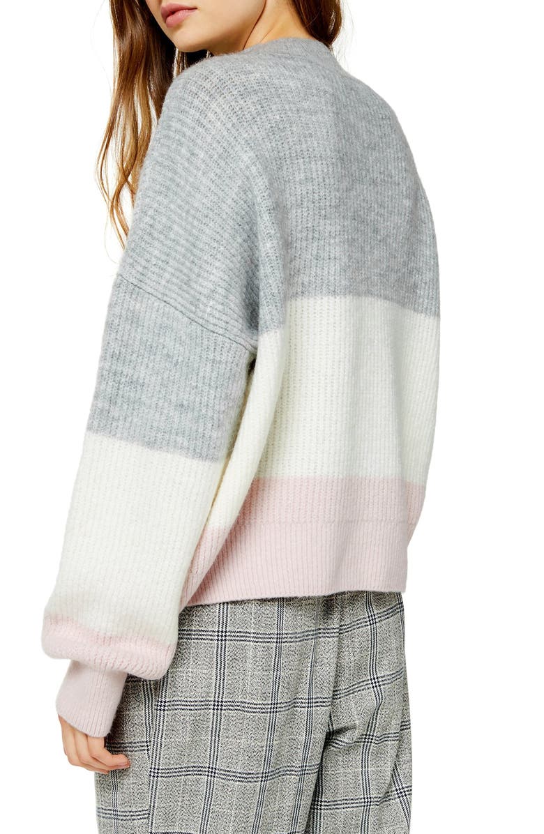 Topshop Stripe Colorblock Sweater, Alternate, color, 