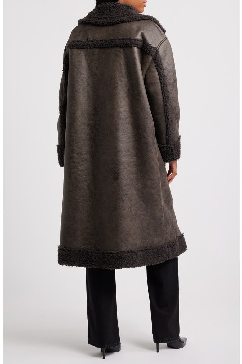 Faux Shearling Coat, Alternate, color, CHOCOLATE
