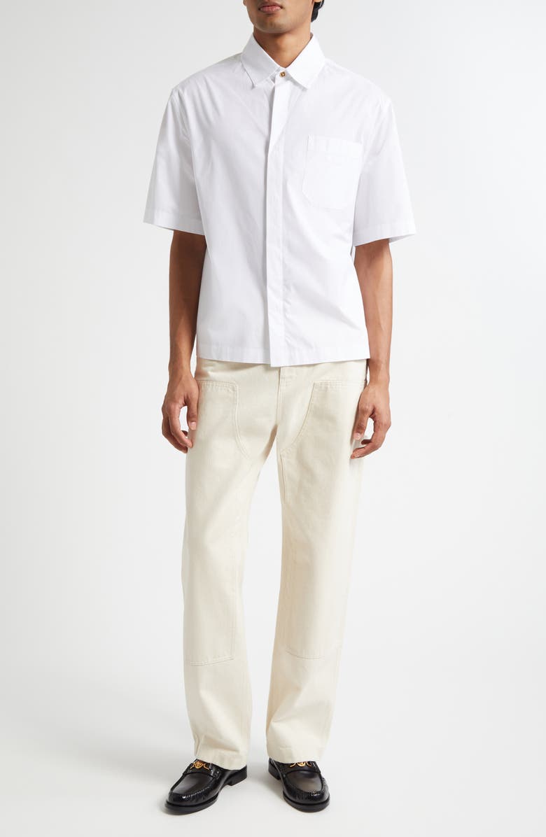Versace Cotton Poplin Button-Up Shirt, Alternate, color, Optical White