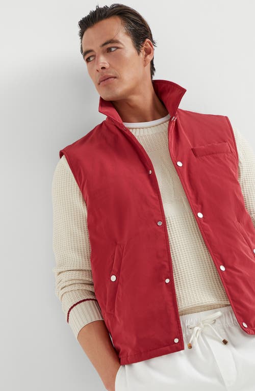 Brunello Cucinelli Microfiber Water-resistant Gilet In Red