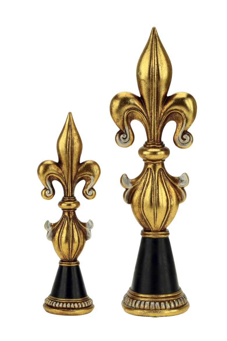 Jeweled Fleur De Lis Finials, Assortment of 2, Main, color, Gold