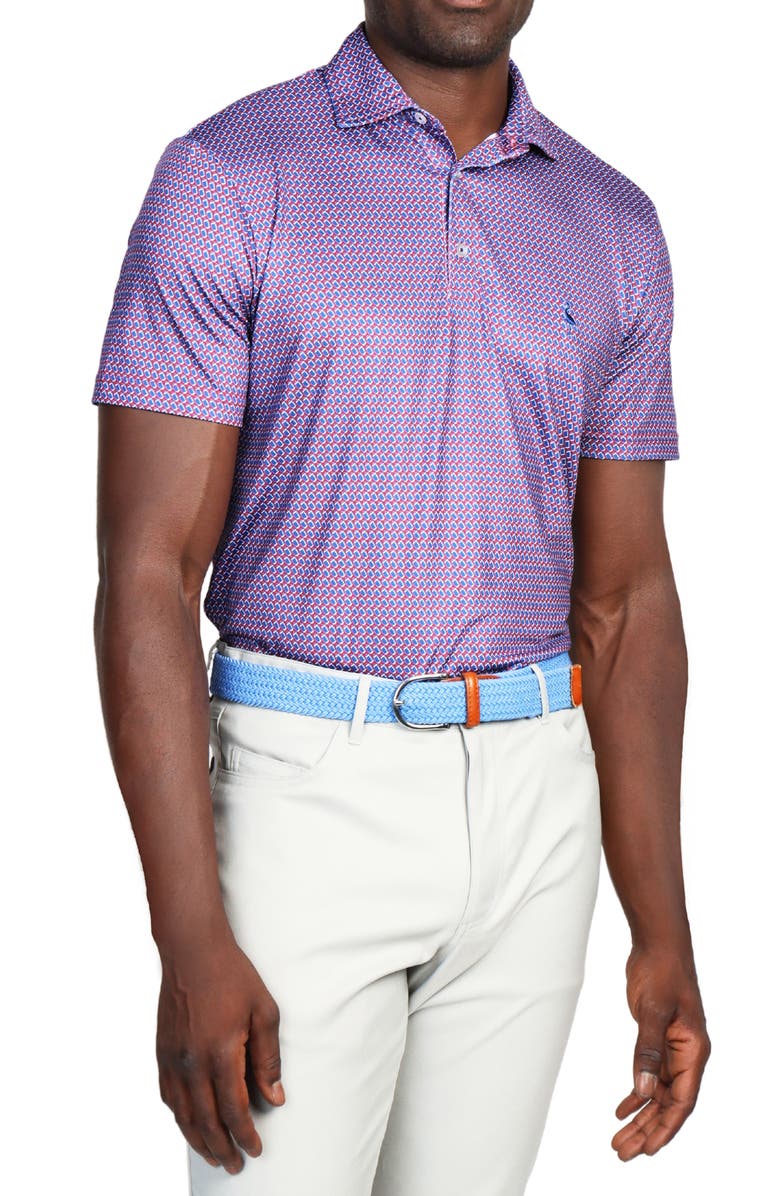 TailorByrd Football Print Performance Polo, Alternate, color, Burgundy