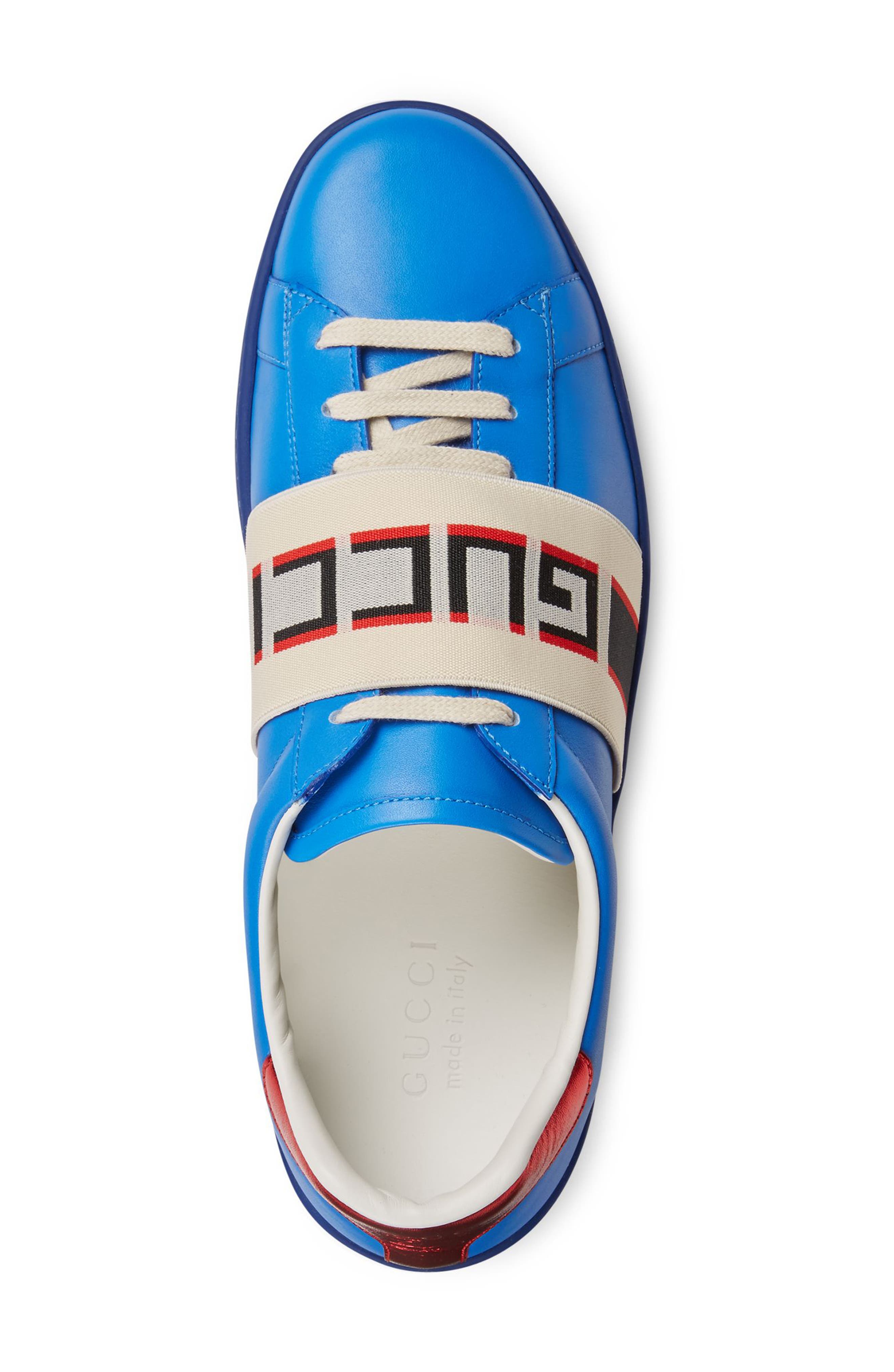 New Ace Stripe Leather Sneaker, Alternate, color, BLUE